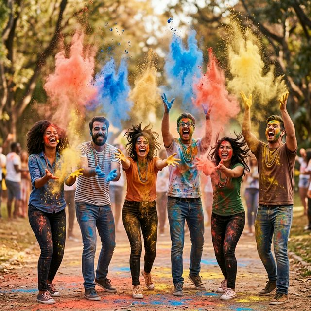 Sesión de caos creativo con polvos de colores — risoterapia grupal en A Coruña, Oleiros y Culleredo